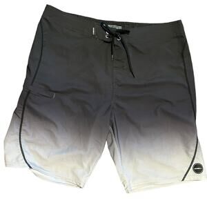 O’Neill Hyperfreak Mens Size 32 Black to Gray Ombre Unlined Swim Trunks
